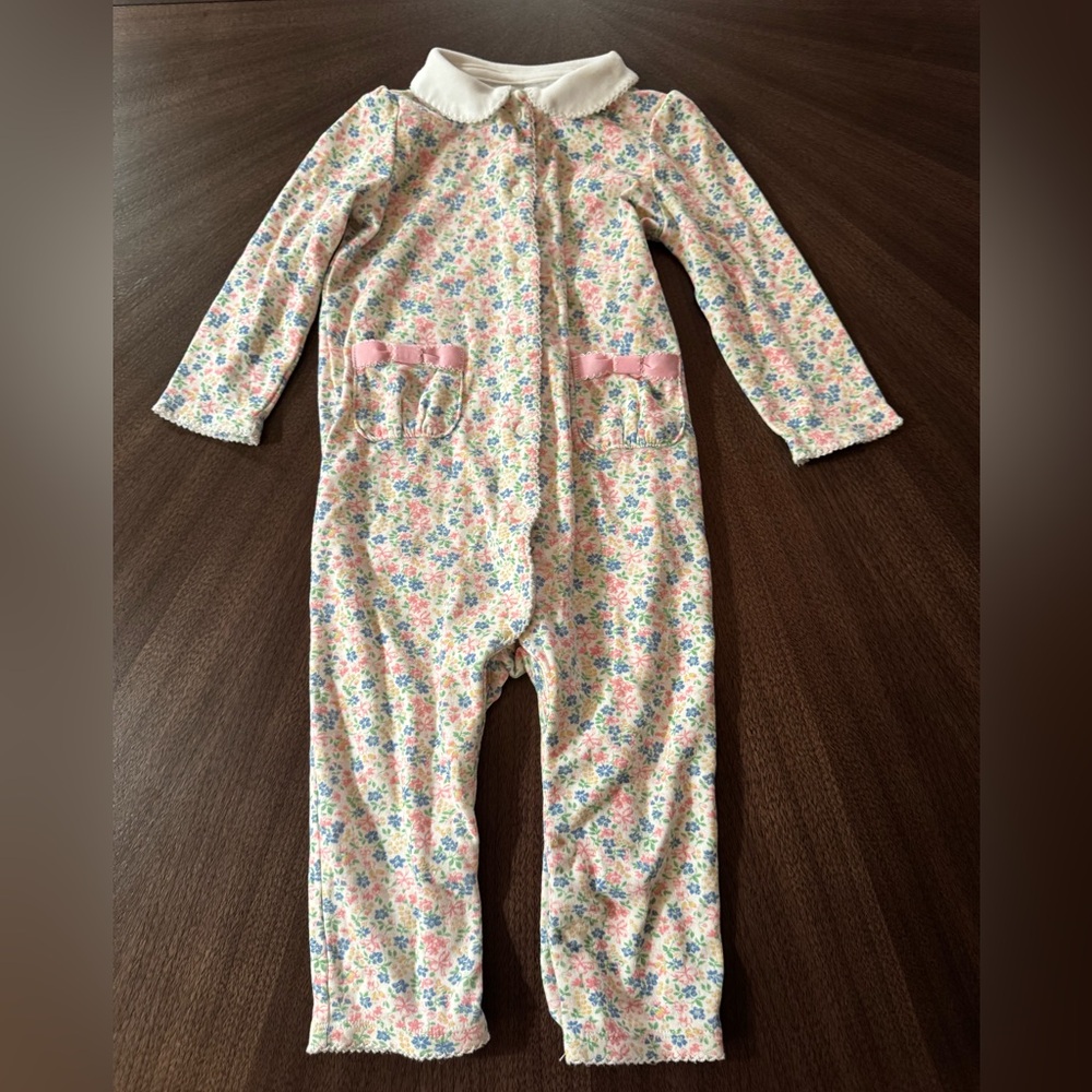 Floral Long Sleeve Pajama Onesie, Ralph Lauren size 12 months